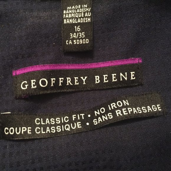 Geoffrey Beene Men's Long Sleeve Dress Shirt -Blue/Black checkered - Picture 3 of 7